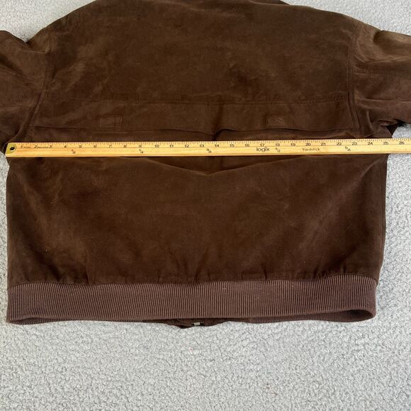 Bogner Bomber Jacket Mens 36 Brown Faux Suede Vegan Quilted Lined Full Zip Snap - Picture 16 of 16